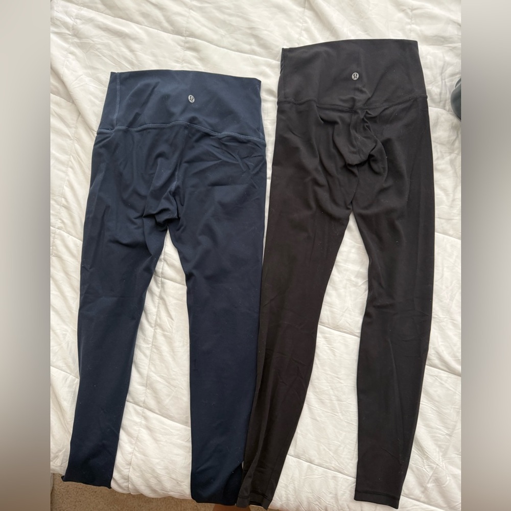 lululemon Black & Blue Leggings High Waist Stretch 2 pairs size 4 USED